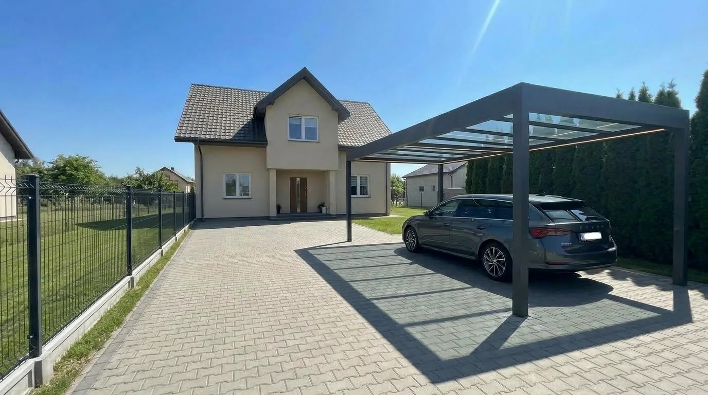 Carport aluminiowy 6x3 m ze Skodą