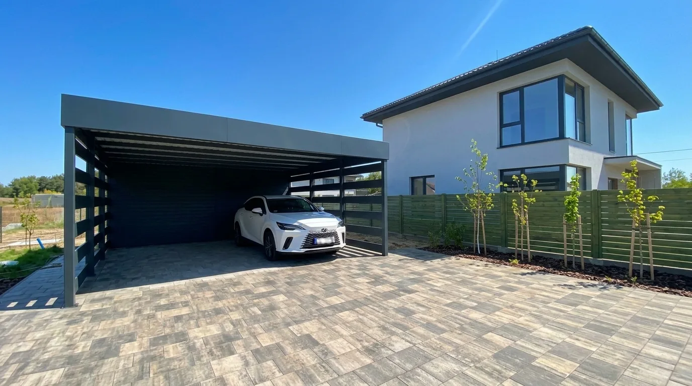 Carport aluminiowy 6x6 m z Lexusem